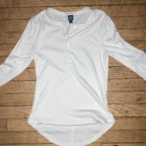 long sleeve white t shirt with buttons